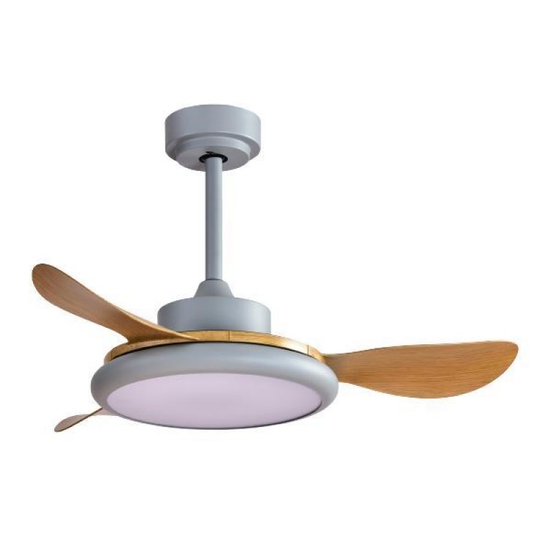 Eurolamp 300-25038 Ανεμιστήρας Οροφής με Led Φως και Κοντρόλ DC Φ107  35W Γκρι και Ξύλο